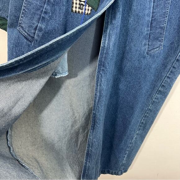 Vintage Denim Applique Created By Connie Oversized Long Trench Coat Size XS - Picture 9 of 15